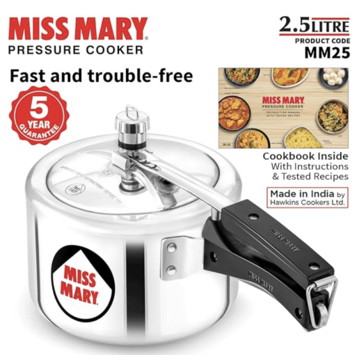 Hawkins Miss Mary Pressure Cooker, 2.5 Litre, Silver (MM25) - Image 4